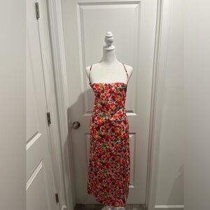 Placated Floral Dress